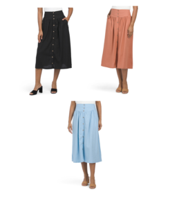 Image of sale on Linen Blend Button Midi Skirt