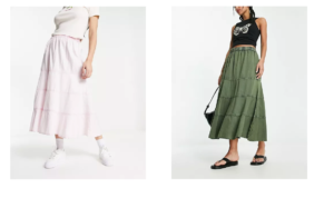 Image of sale on Collusion Twill Paneled Maxi Skirt in Washed