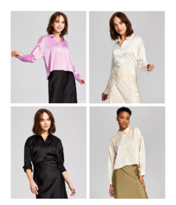 Image of sale on Women’s Drop-shoulder Button Down Satin Blouse