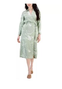 Image of sale on Women’s Printed Long-sleeve Satin Wrap Dress