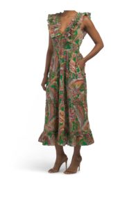 Image of sale on V-neck Smocked Waist Maxi Dress