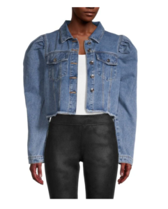 Image of sale on Puff-shoulder Cropped Denim Jacket