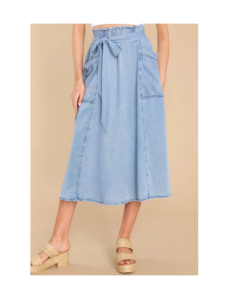 Image of sale on What Truly Matters Light Chambray Skirt