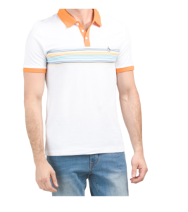 Image of sale on Cotton Pique Engineer Stripe Polo Shirt