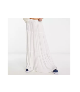 Image of sale on Tiered Boho Maxi Skirt in White