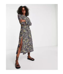 Image of sale on Urban Threads Tall Midaxi Smock Dress in Floral Print