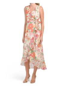 Image of sale on Side Tie Ruffle Hem Wrap Style Dress
