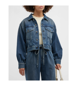 Image of sale on Mirah Pleated Cropped Denim Jacket