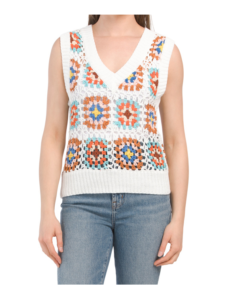 Image of sale on Crochet V-neck Sweater
