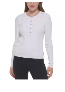Image of sale on Women’s Cotton Long-sleeve Variegated-rib Henley