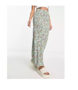 Image of sale on Nobody’s Child Mila Split Midi Skirt in Vintage Green Floral