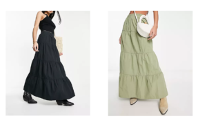 Image of sale on Miss Selfridge Poplin Tiered Maxi Skirt