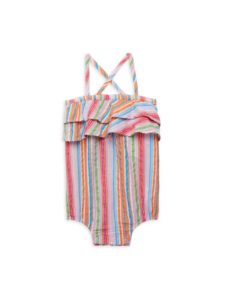 Image of sale on Baby Girl’s Striped Ruffle Bodysuit