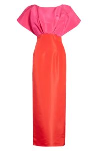 Image of sale on Fan Bodice Silk Column Gown