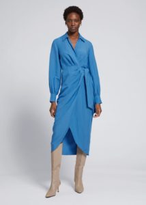 Image of sale on Collared Wrap Midi Dress