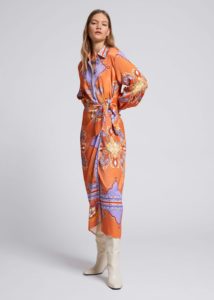 Image of sale on Faux Wrap Midi Shirt Dress