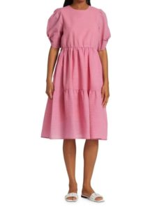Image of sale on Nyka Textured Cotton Knee-length Dress