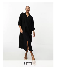 Image of sale on Linen Look Beach Maxi Shirt in Black