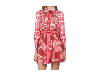 Image of sale on Long Sleeve Geo Floral Shirt Dress with Belt