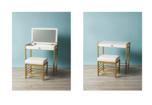 Image of sale on 32in Vanity with Mirror and Ottoman