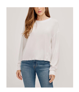 Image of sale on Three Dots | Snow White Drop-shoulder Long-sleeve Tee – Women