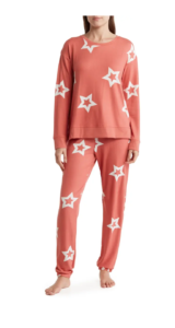 Image of sale on Star Print Long Sleeve Top & Joggers Pajamas