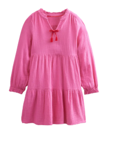 Image of sale on Kids’ Long Sleeve Tiered Cotton Gauze Dress