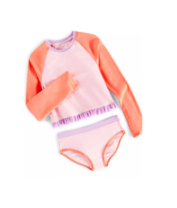 Image of sale on Toddler & Little Girls 2-pc. Colorblocked Rash Guard Swim Set
