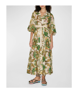 Image of sale on Octavia V-neck Belted Paisley Midi Shirtdress