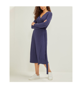 Image of sale on Three Dots | Navy Long-sleeve V-neck Wrap Dress – Women