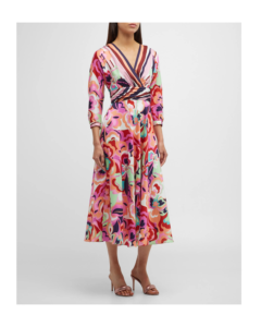 Image of sale on Striped Floral-print A-line Dress Size 6,10