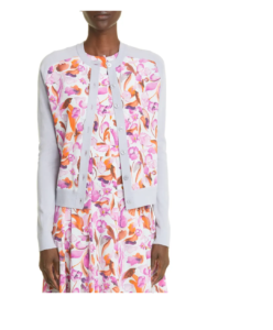 Image of sale on Floral Silk Panel Wool Cardigan