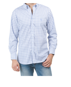 Image of sale on Checkered Long Sleeve Stretch Button Down Shirt