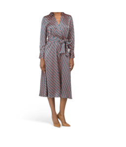 Image of sale on Collared Wrap Satin Dress