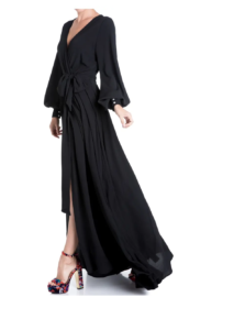 Image of sale on Surplice Neck Balloon Sleeve Slit Maxi Dress