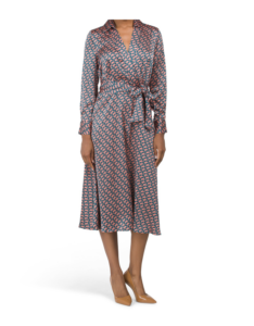 Image of sale on Collared Wrap Satin Dress
