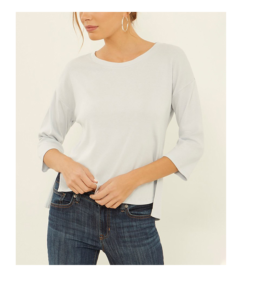 Image of sale on Three Dots | Surf Side Slit Three-quarter-sleeve Hi-low Top – Women