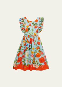 Image of sale on Girl’s Sage Fruit Ruffle Dress, Size 2-8