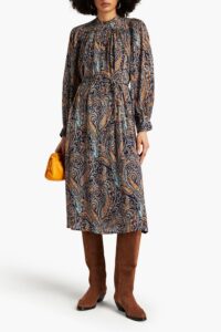 Image of sale on Elvis Belted Paisley-print Crepe Midi Dress