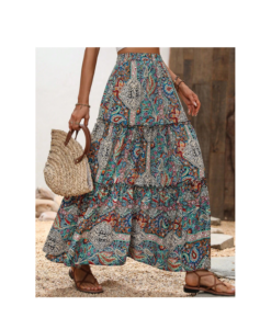 Image of sale on Shein Vcay Paisley Print Ruffle Hem Skirt