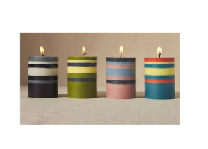 Image of sale on Striped Pillar Candle