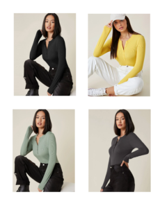 Image of sale on Button Half Placket Rib-knit Tee