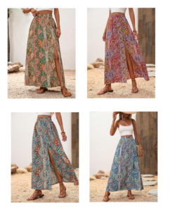 Image of sale on Shein Vcay Paisley Print Split Thigh Skirt