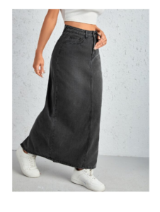 Image of sale on Ezwear High Waist Slant Pocket Denim Skirt