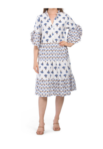 Image of sale on Linen Blend Printed Tiered Dress