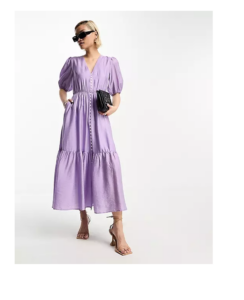 Image of sale on Tiered Volume Maxi Dress in Lilac