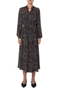 Image of sale on Circuit Board Print Long Sleeve Georgette Midi Dress Size 6