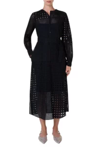 Image of sale on Long Sleeve Cotton Eyelet Shirtdress Size 4, 8