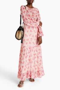 Image of sale on Cutout Floral-print Crepe Maxi Dress