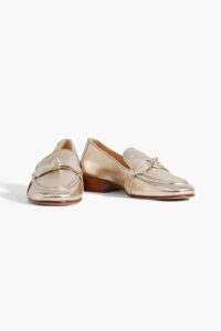 Image of sale on Clarita Knotted Metallic Leather Loafers